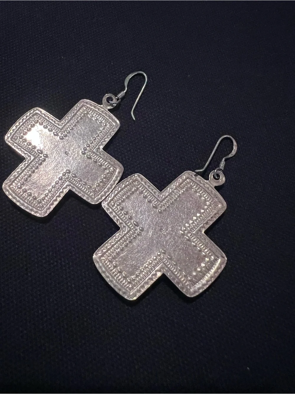 Vintage Sterling Silver cross earrings with Onyx stone
